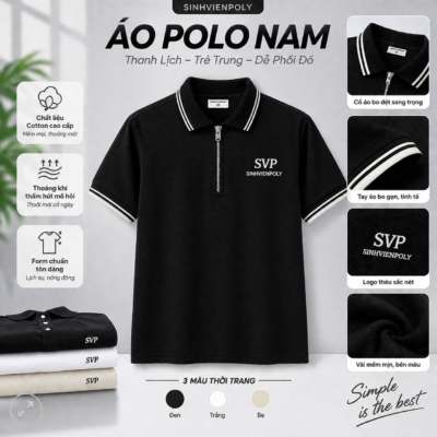 Áo polo nam khóa kéo Sinhvienpoly cao cấp