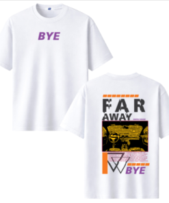 áo thun unisex màu trắng in chữ far away bye phong cách streetwear